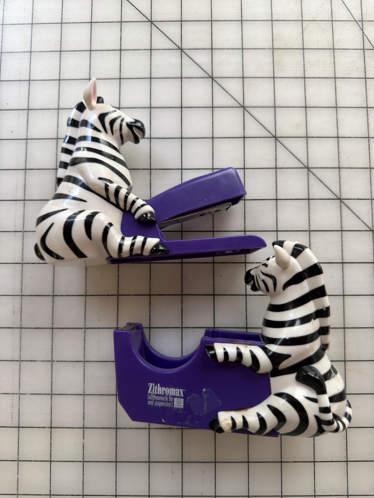Zebras Stapler & Tape Dispenser Advertising, Pharmaceutical Collectible Zithro