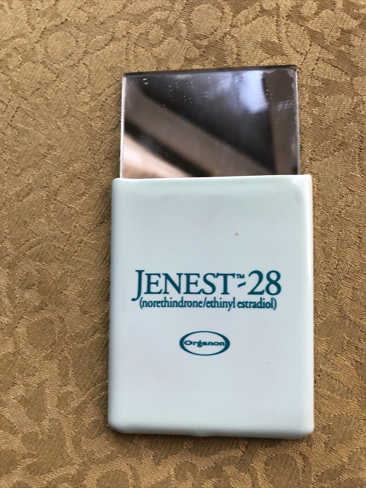 Pharmaceutical Drug Rep Promo JENEST-28 Portable Mirror Tiny Mark On Back Cover