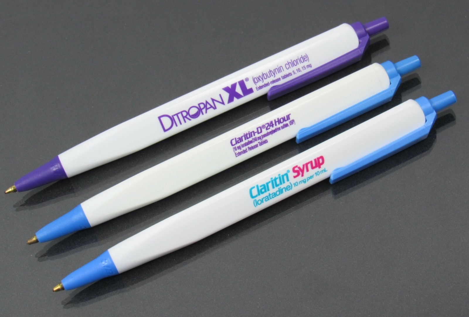Claritin Levaquin Ditropan PENS Drug Rep Pharmaceutical Triangular Lot of 3