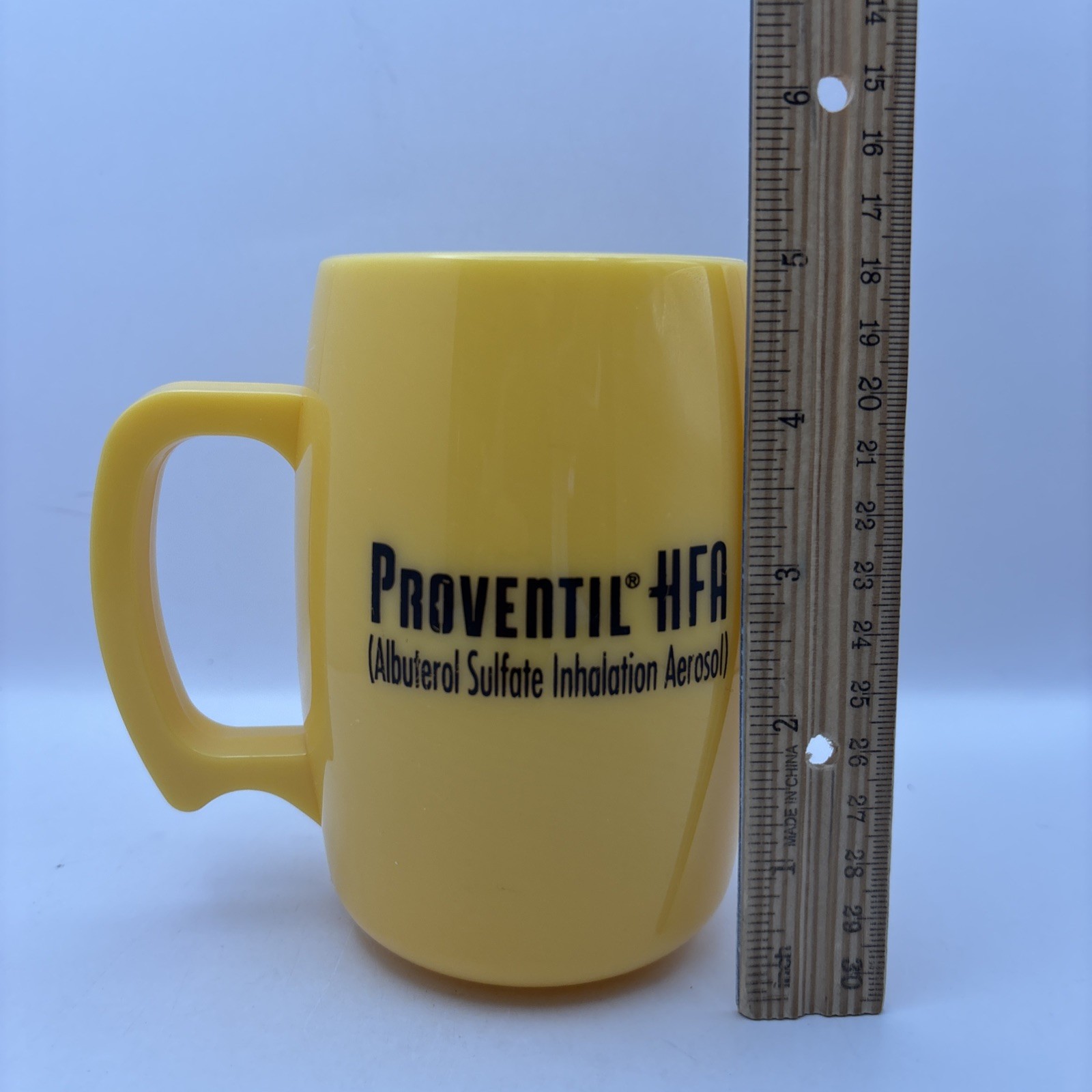 Proventil Drug Rep Yellow Plastic Coffee Mug~Collectible~Made in USA