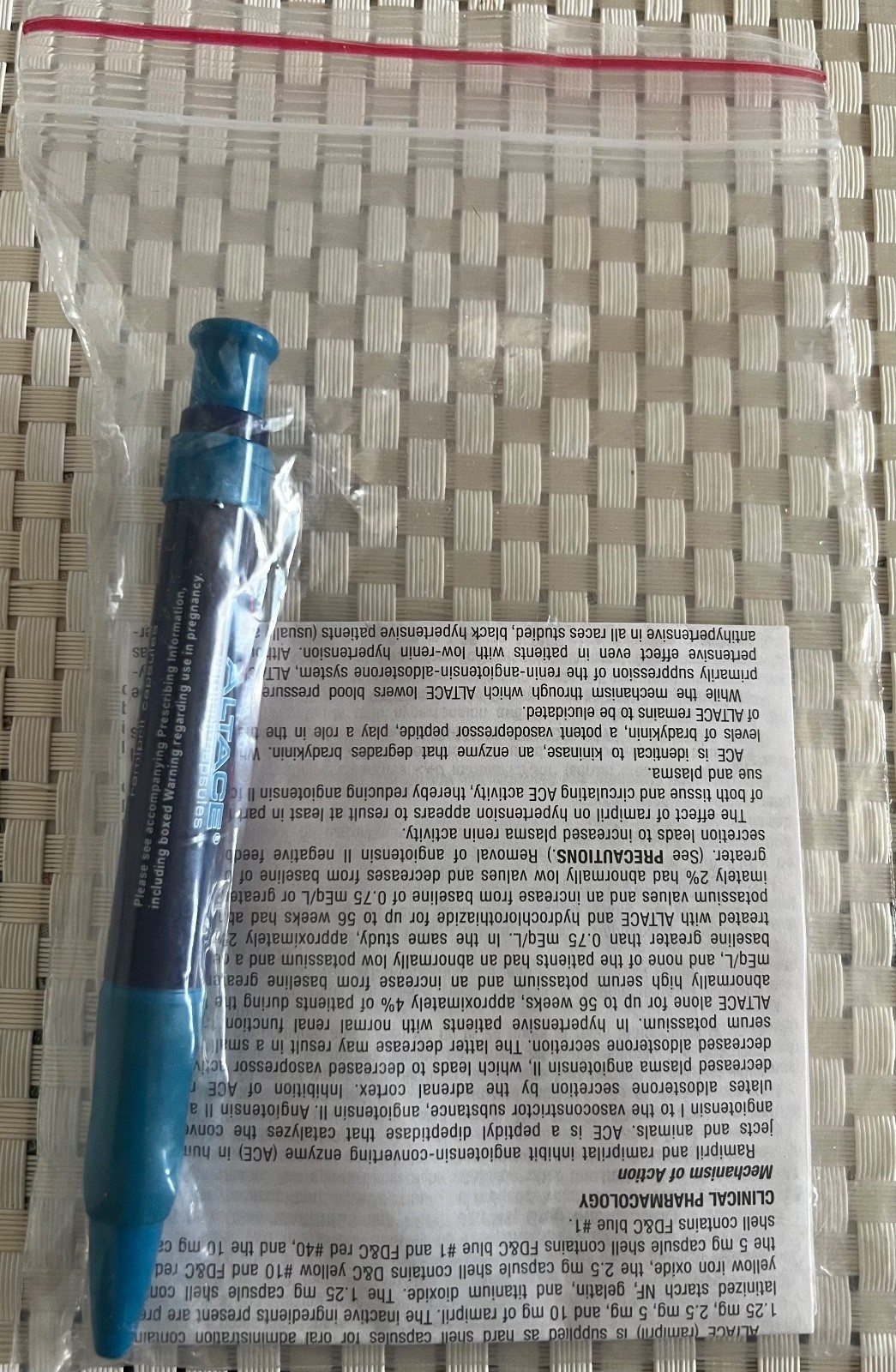 Drug Rep Pharmaceutical Memorabilia ALTACE Pen w/Info Sheet, NIP