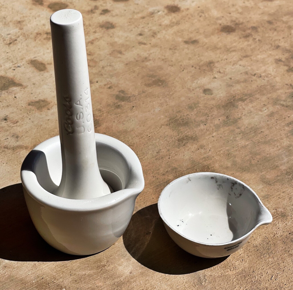 Vintage Apothecary Drug Mortar & Pestle by COORS USA Set of 3 Signed