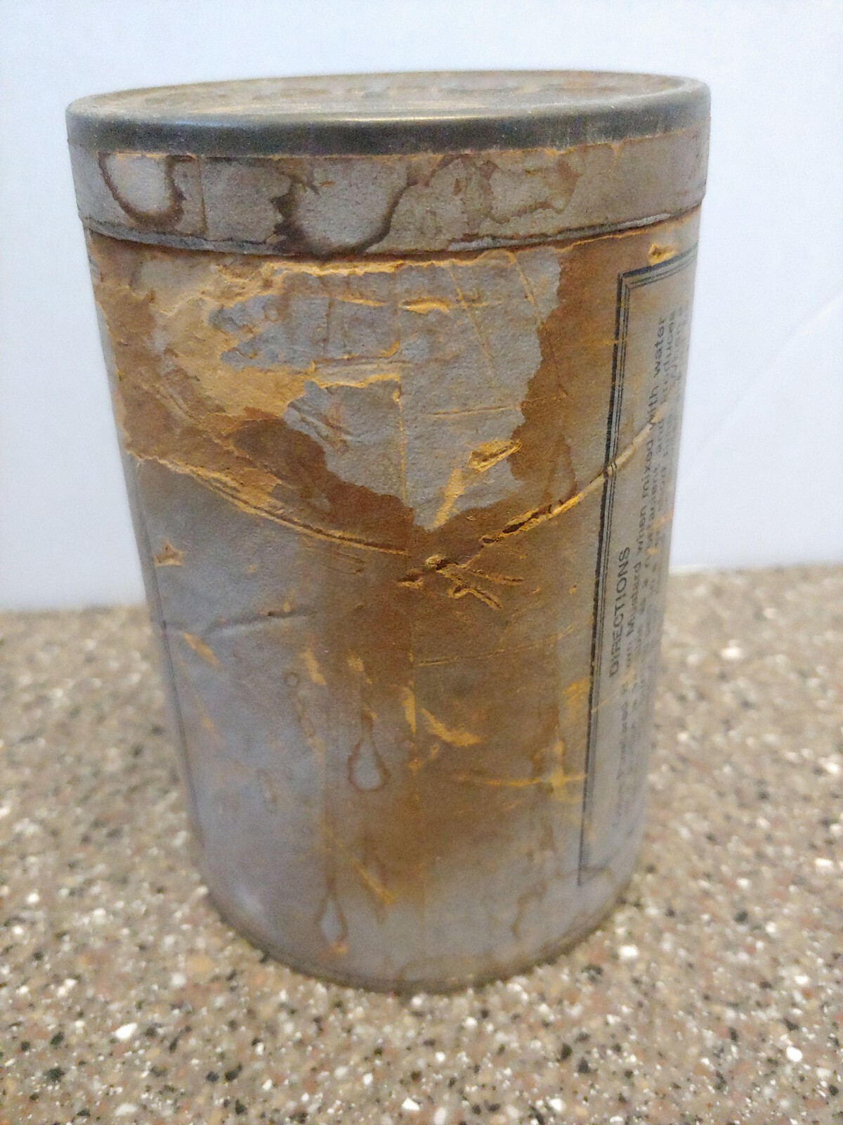 Vintage Medicine Container Optus Powdered Brown Mustard 8oz Empty Can