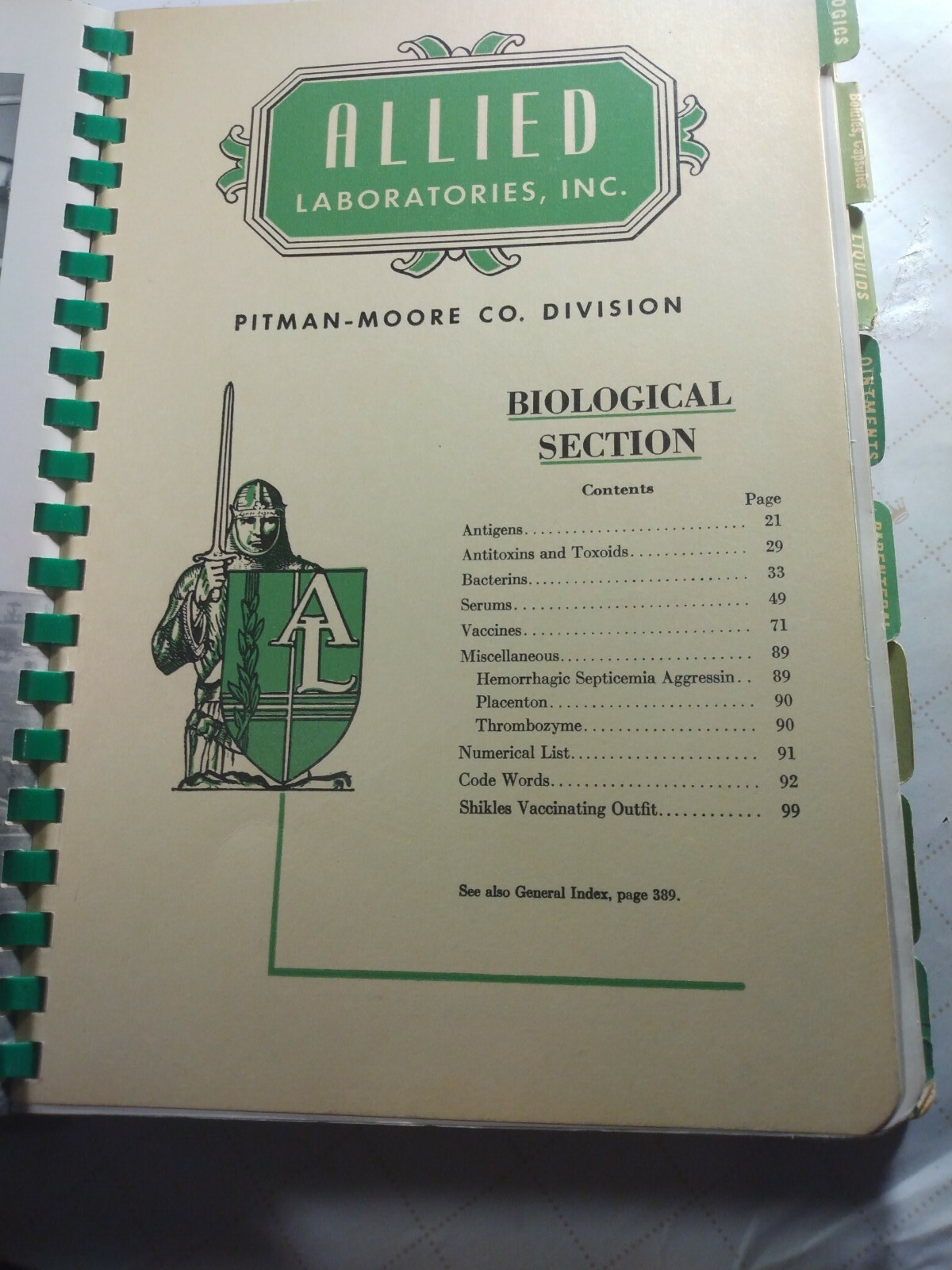 Pitman-Moore Company Division of Allied Laboratories Inc. Catalog 1951