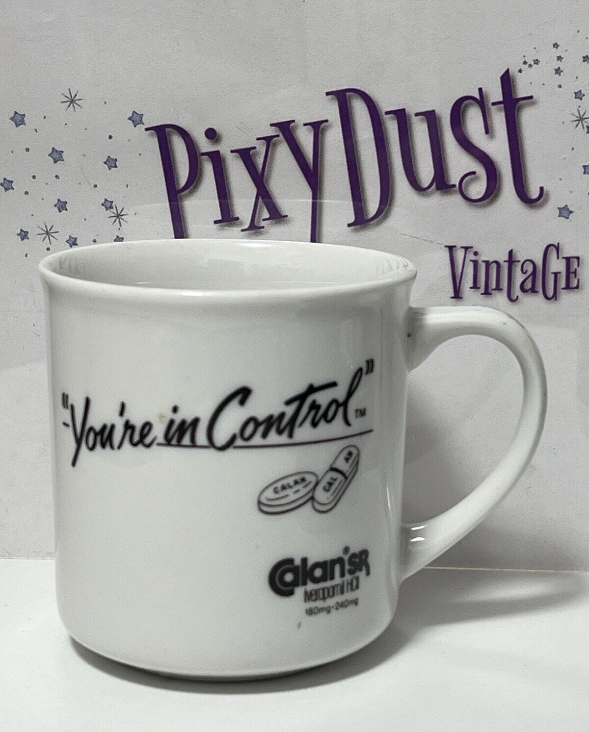 Vintage “You’re In Control” CALAN SR Pharmaceutical Drug Rep Promo Mug (MD12)