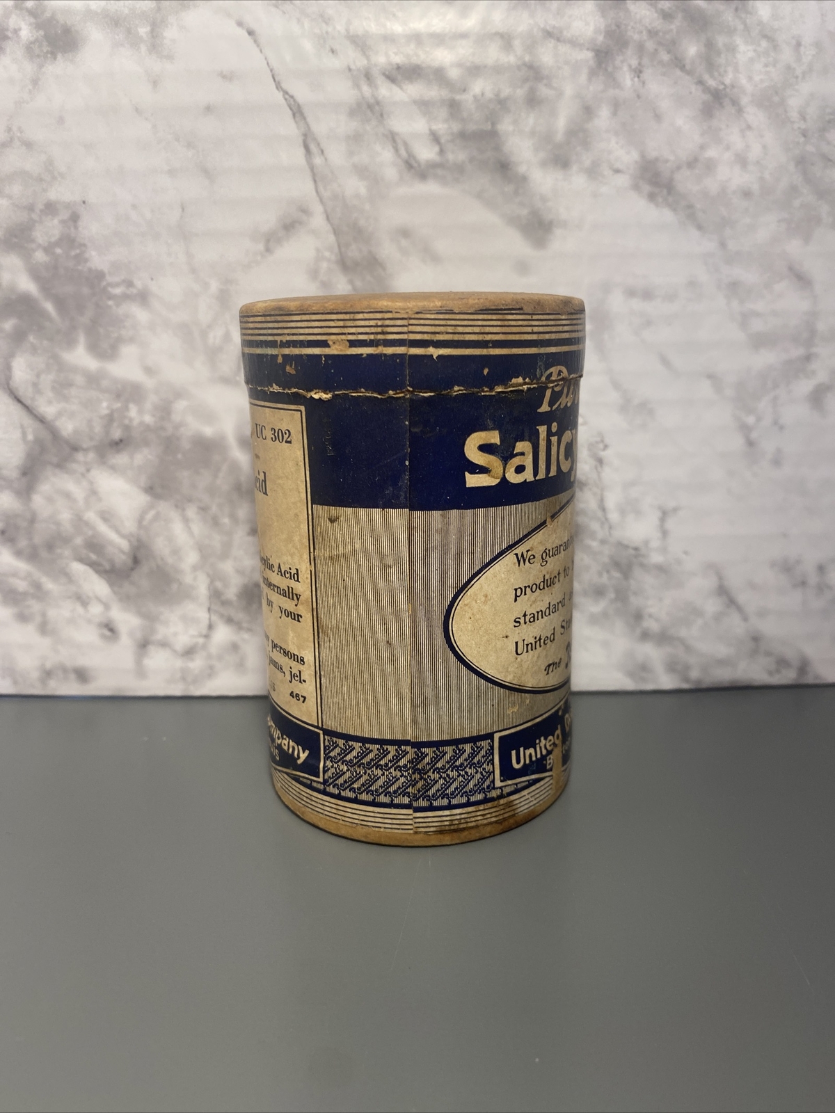 Vintage Puretest Cardboard Container United Drug Company Rexall Salicylic Acid