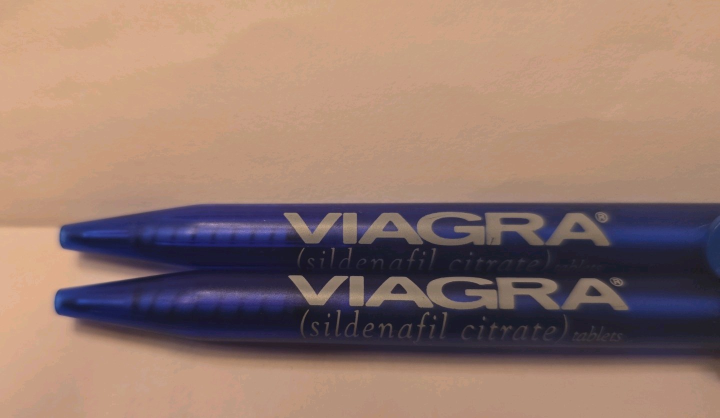 Viagra Plastic Pens x2 Dark Blue Plastic Body Pharmaceutical Drug Rep Promo