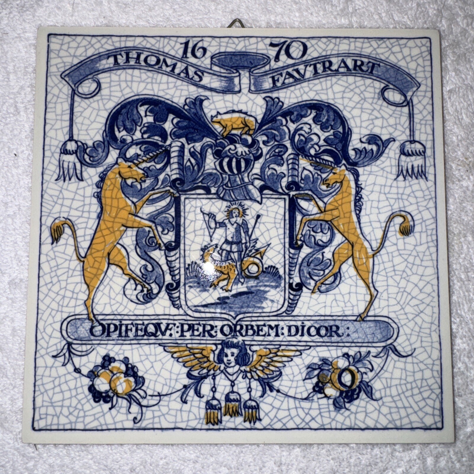 TILE Delft Holland 1670 Thomas Favtrart Coat-of-Arms 6″ (L-2)