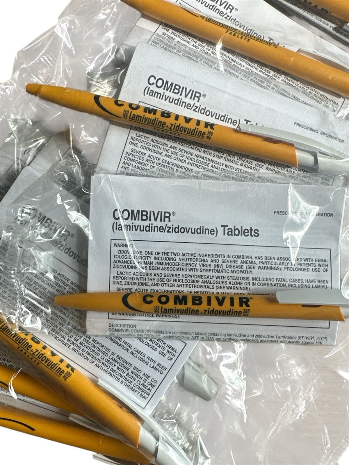 Lot 10 Plastic Drug Rep Pen Combivir Pharma Untested 10 Sealed Single Packs