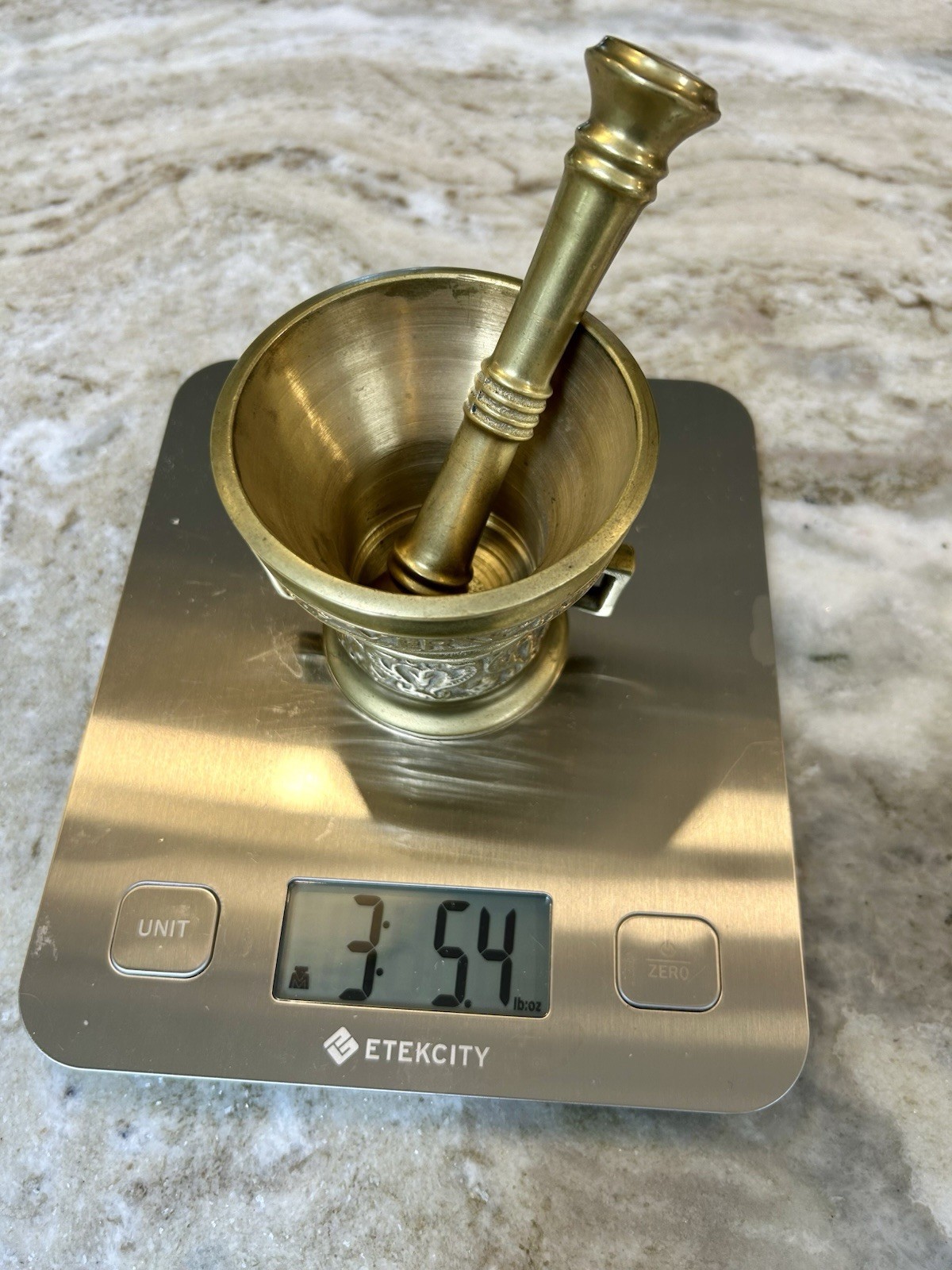 Vintage Mortar & Pestle Solid Brass Apothecary From 1960-70’s