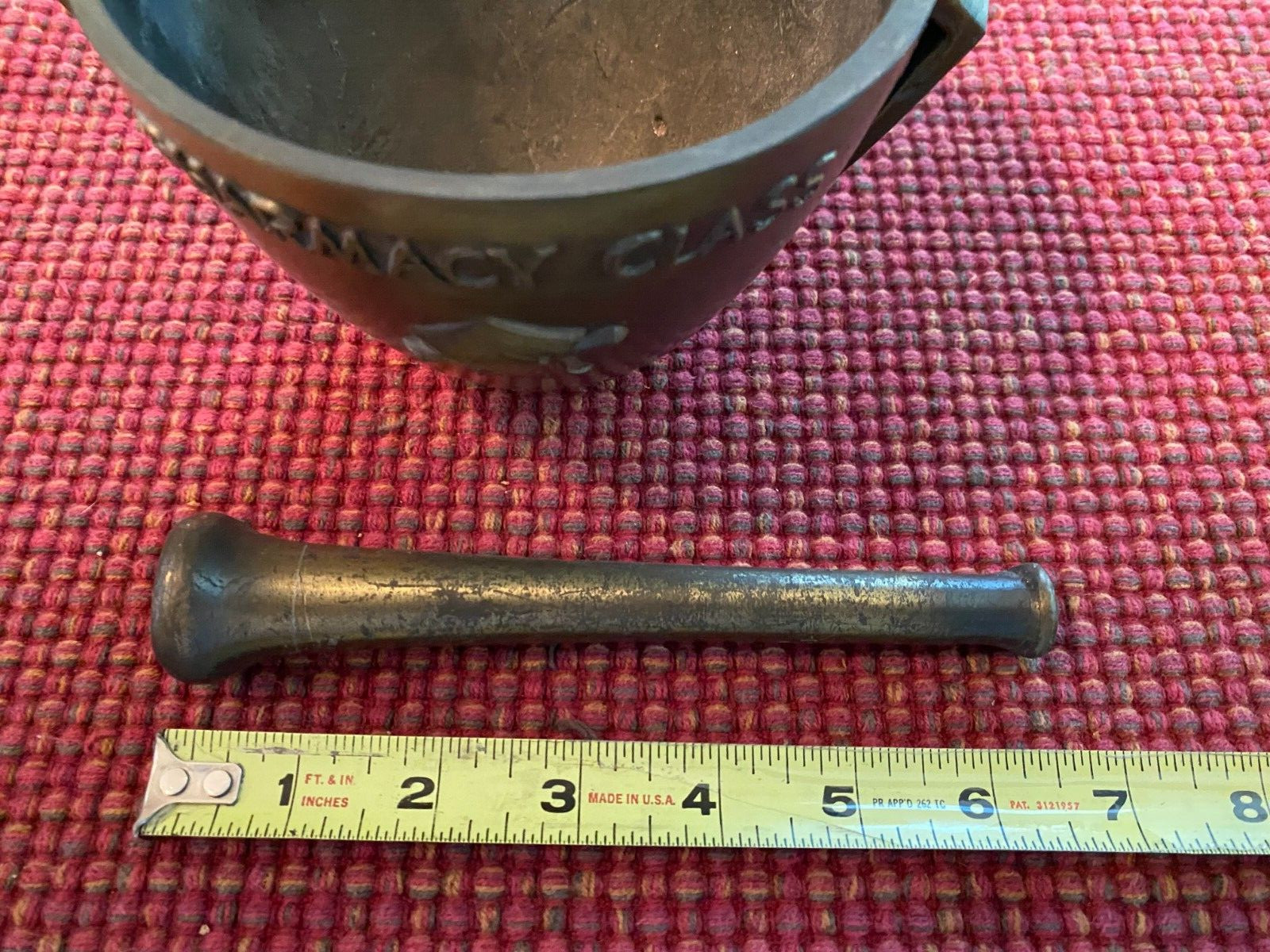 Vintage Schering Brass Mortar & Pestle Secundum Artem Pharmacy Class 1971 RX