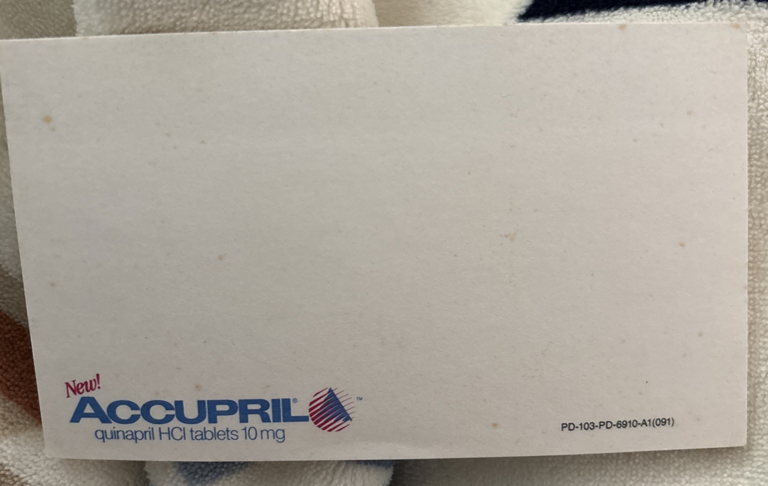 Accupril quinapril tablets Post-It Notes Pfizer Pharmaceutical Drug Advertising