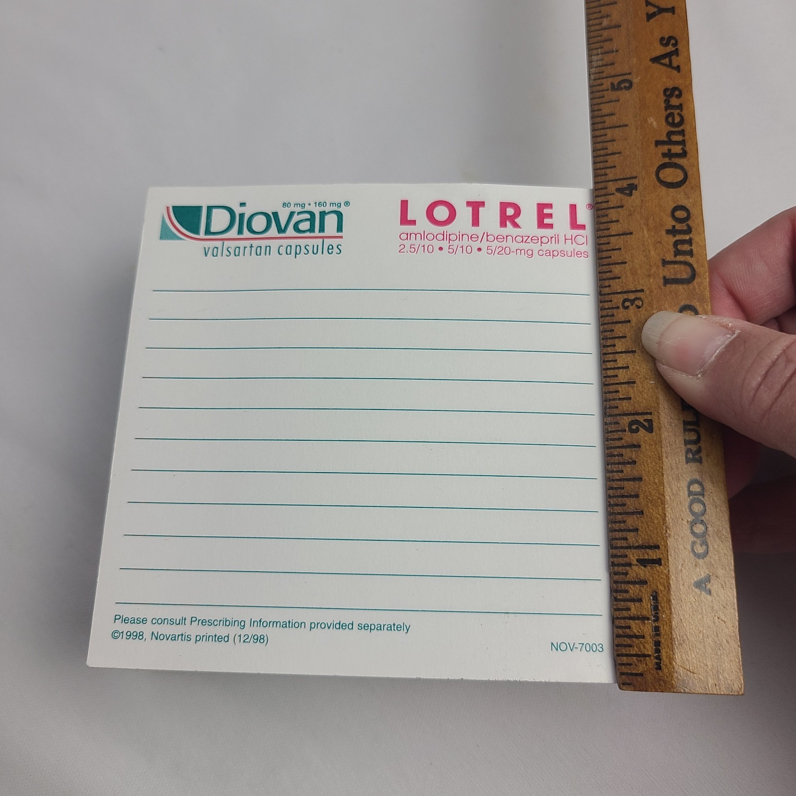Vintage Diovan Lotrell Pfizer Notepad Cube Sticky Notes Pharmaceutical Drug Rep