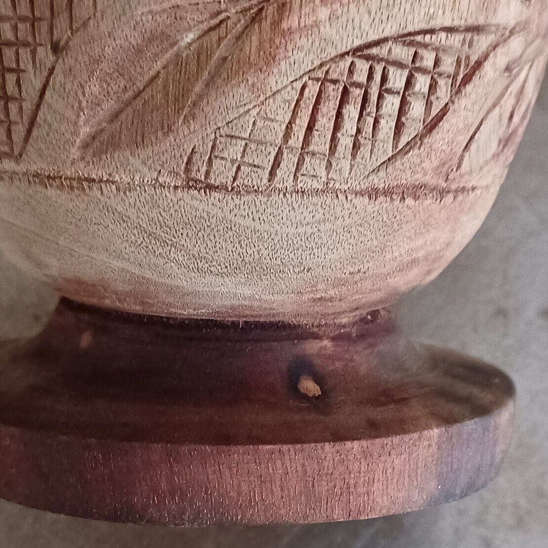 Hand Carved Wood Footed Mortar And Pestle Apothecary Grinder 4.5″ Tall Vintage