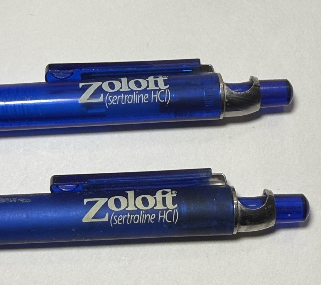 Pfizer Zoloft Pen Lot Drug Rep Blue Rubberized Rare Pharmaceutical Medical Promo