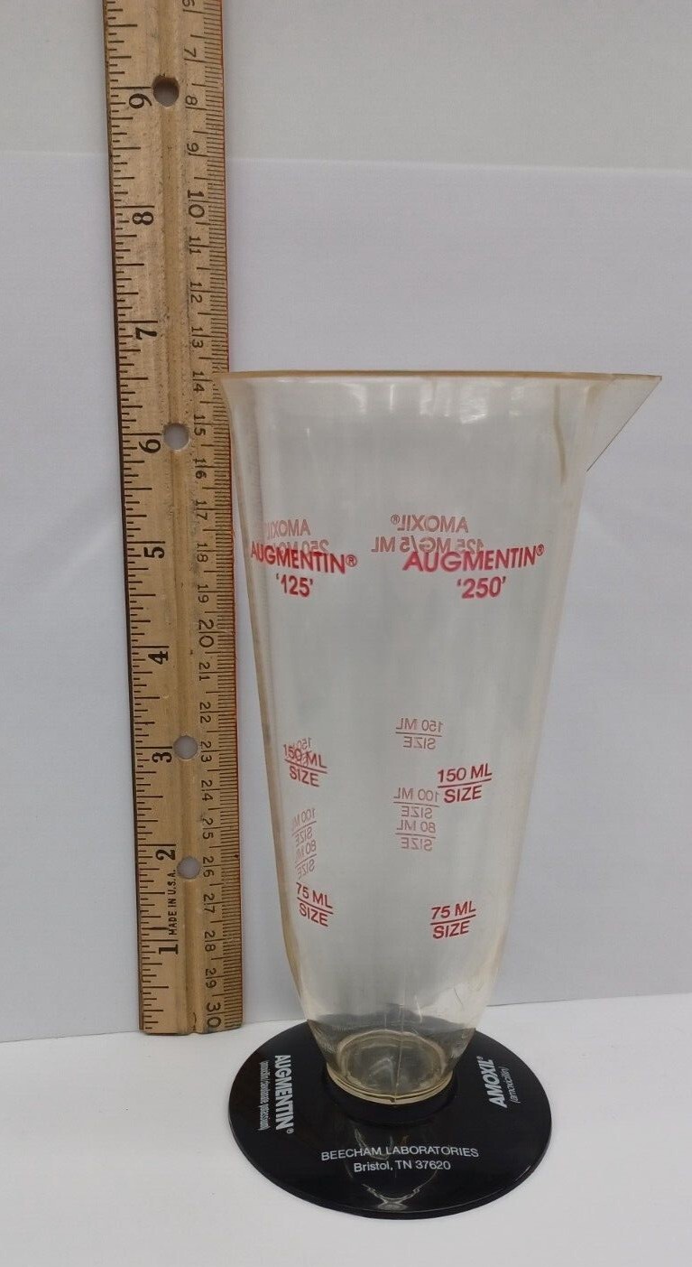 Augmentin Amoxil Plastic Graduated Cylinder Pharmaceutical Drug Rep Advertising