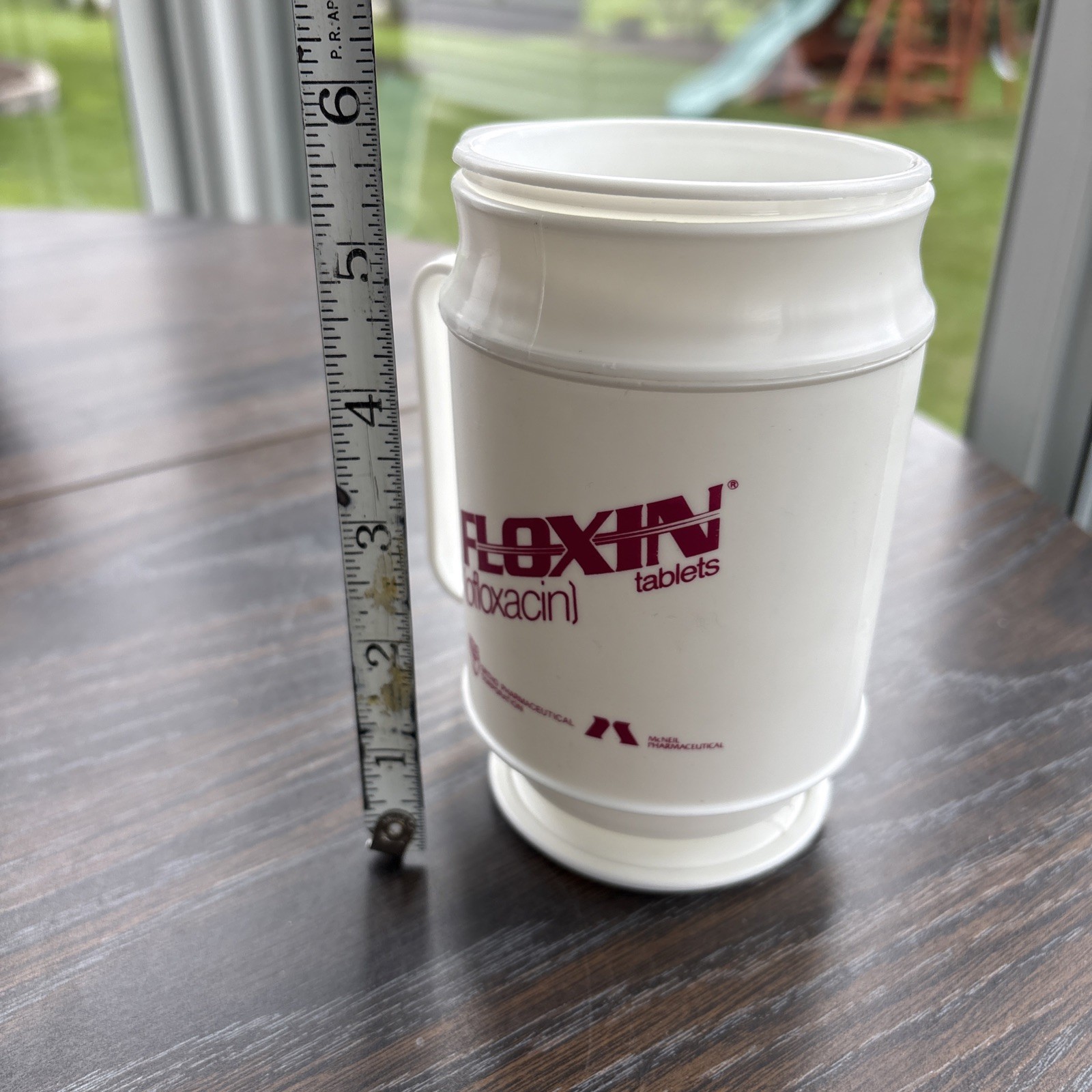 Floxin Pharmaceutical Giveaway Plastic Mug. Never Used