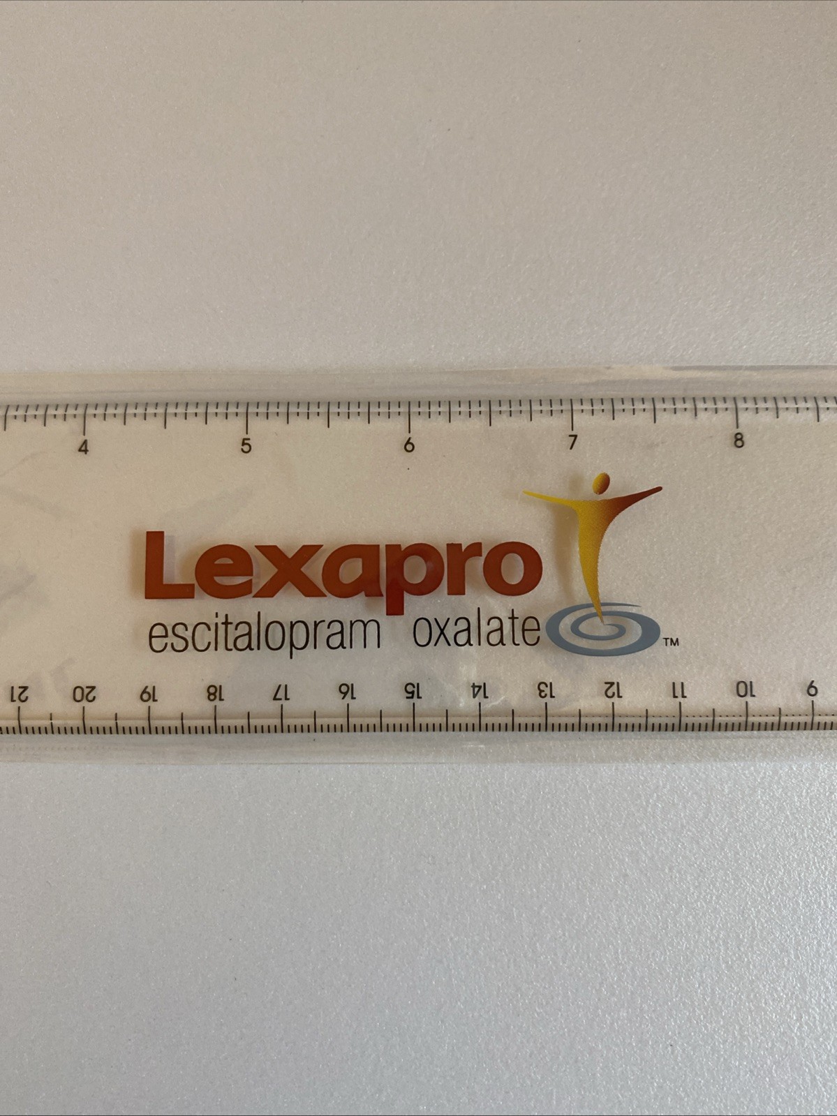 12″ Clear Lucite LEXAPRO Ruler; NEW; Pharmaceutical Drug Rep Promo