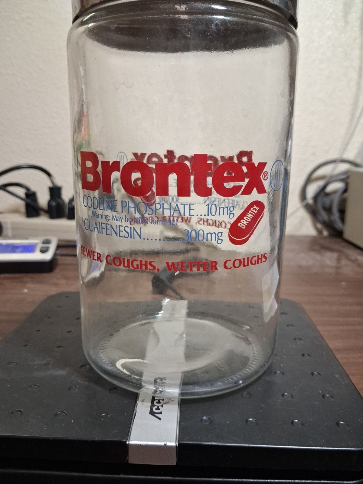 Brontex Codeine Sched 3 Pharmaceutical Advertising Glass Apothecary Jar Drug Rep