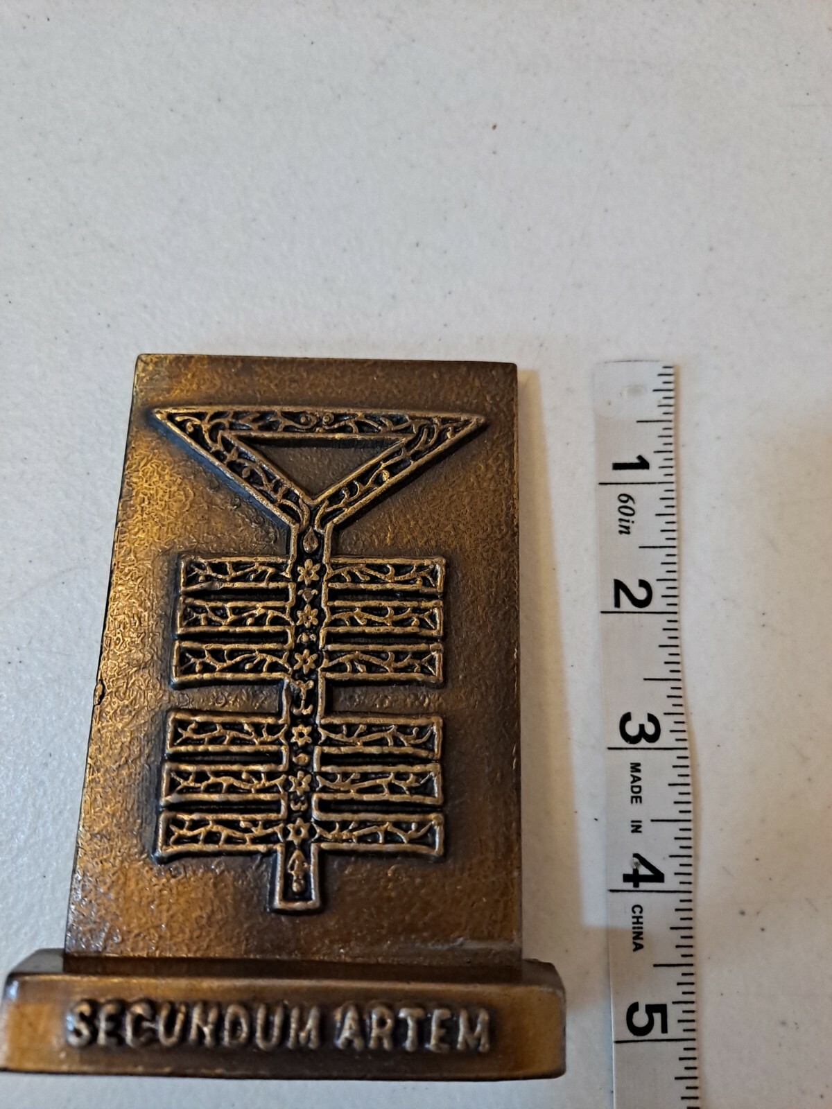 Vintage Old Pharmacy Brass Paperweight Tinactin Promotion Advertising Symbol