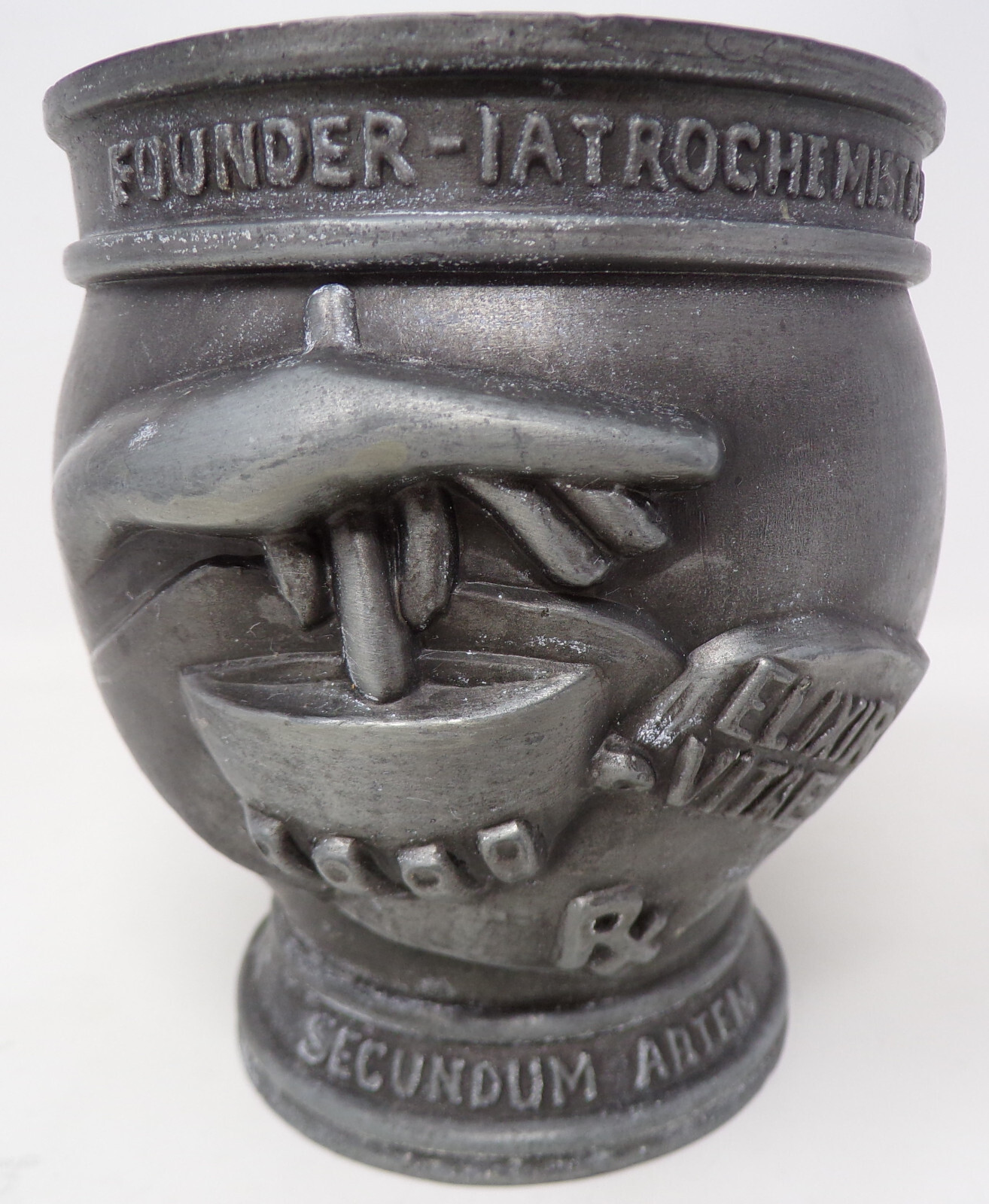 Vintage Pewter Mortar & Pestle Display Only By Schering Corp. 1988