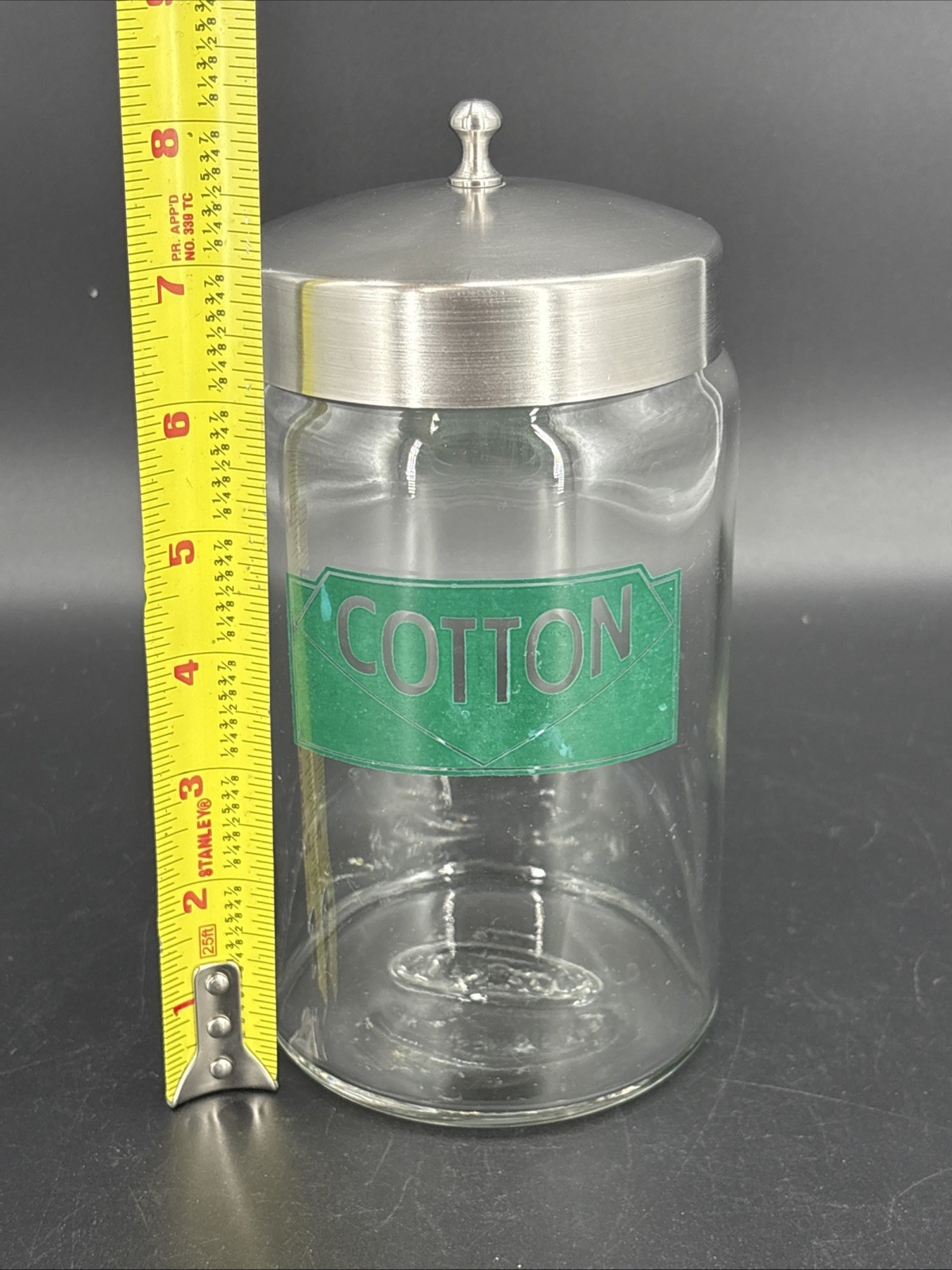 Vintage Profex Medical Office Apothecary Jar With Lid Art Deco Cotton Green