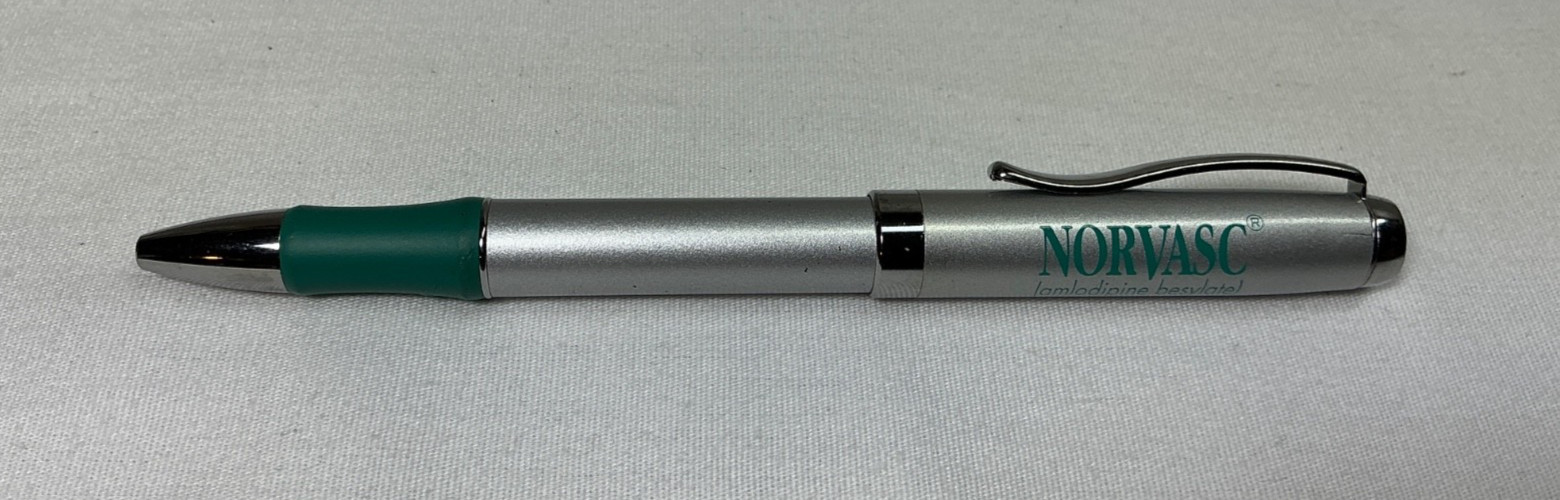 Pharmaceutical Drug Rep Promo Pens: Pfizer Norvasc, Lot of 2 Metal Pens