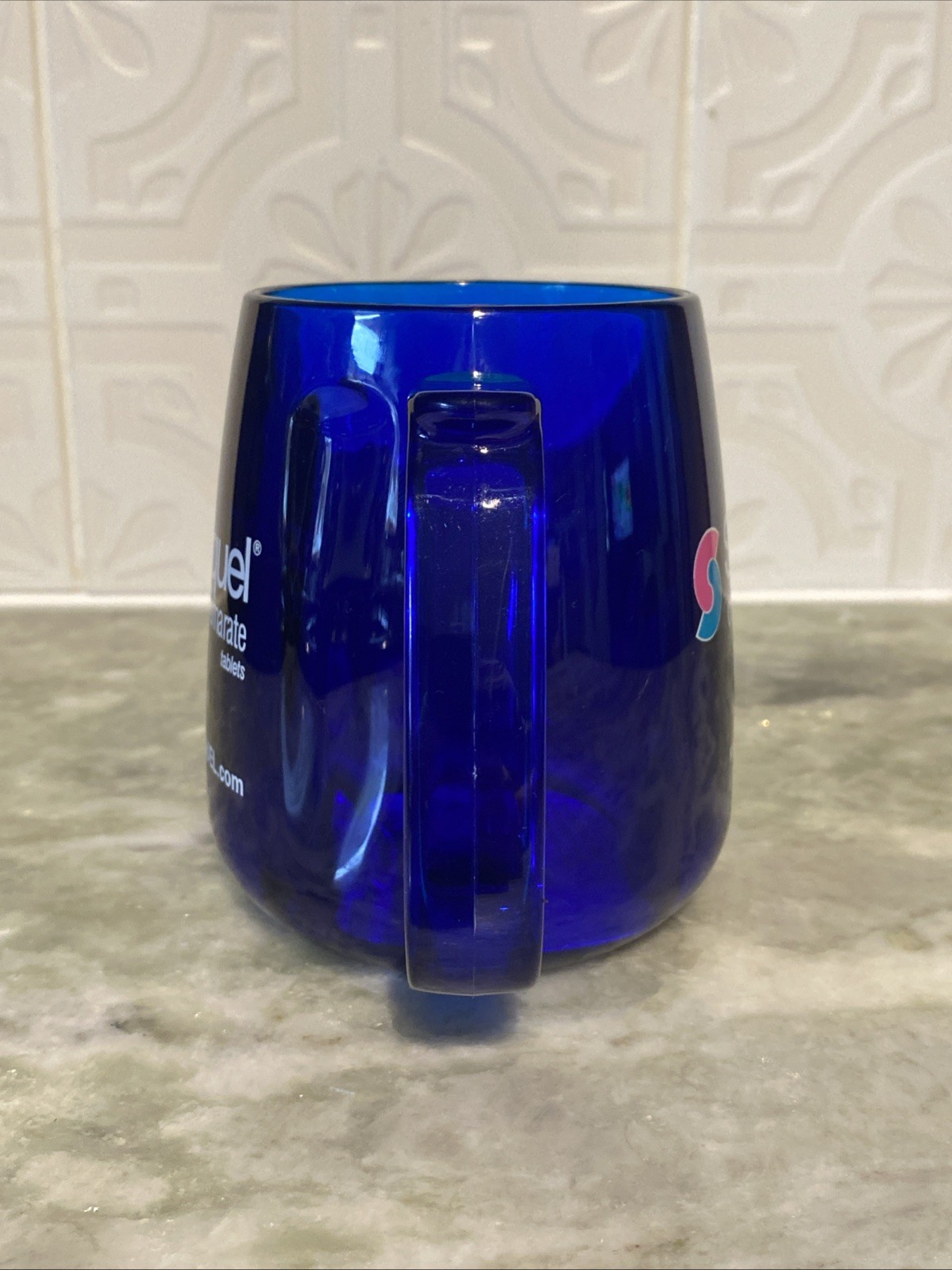 RARE Cobalt Blue Mug Seroquel Pharmaceutical Sales Rep Promotional Heavy Acrylic