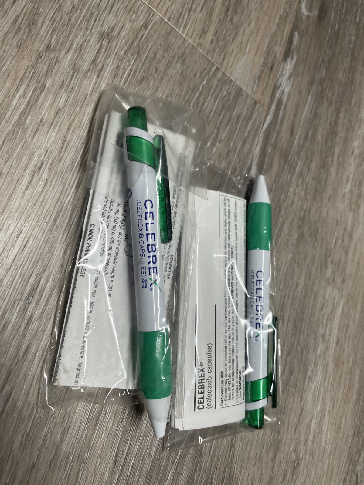 2 Rare Celebrex/Bextra Collectible Pens White/Green
