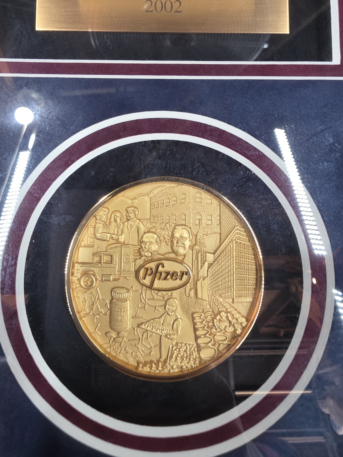 Pfizer Drug Company Framed Plaque Award Corporate Pharmaceutical Collectible