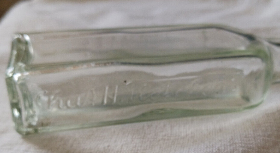 1930s Bottl Castoria Chas. H. Fletcher’s Aqua Pierce Co. Embossed Mold # 6 USA