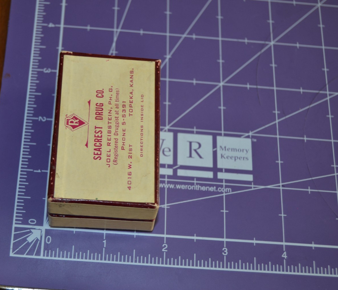 Vintage Topeka Kansas SEACREST Drug Co. Pharmacy Pill Prescription Box
