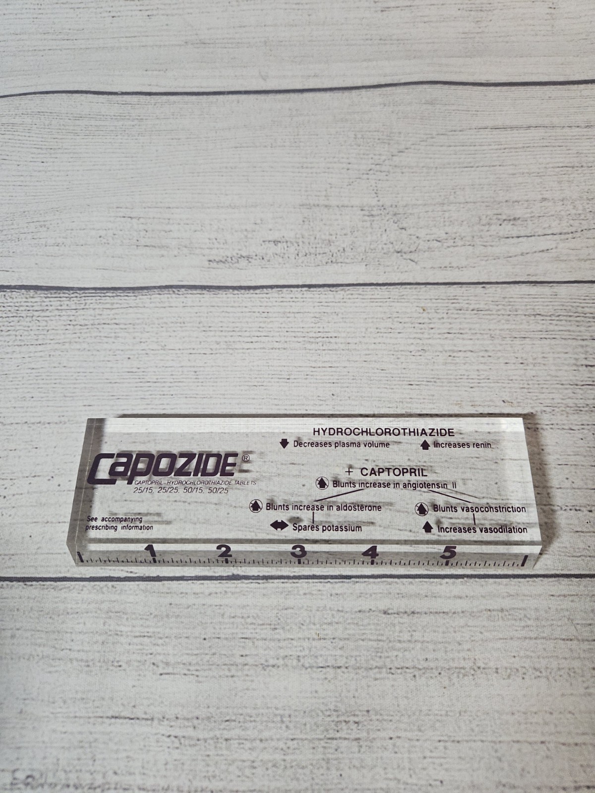 Vintage CAPOZIDE Pharmaceutical Promotional Ruler – Acrylic – 1990s – RARE!