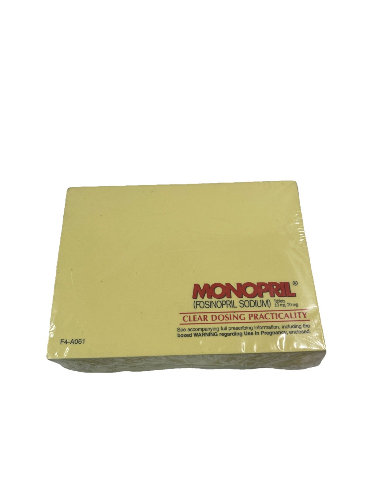 3M Post-It Bristol-Meyers Pharmaceutical Drug Rep MONOPRIL 20 Pads New & Sealed!