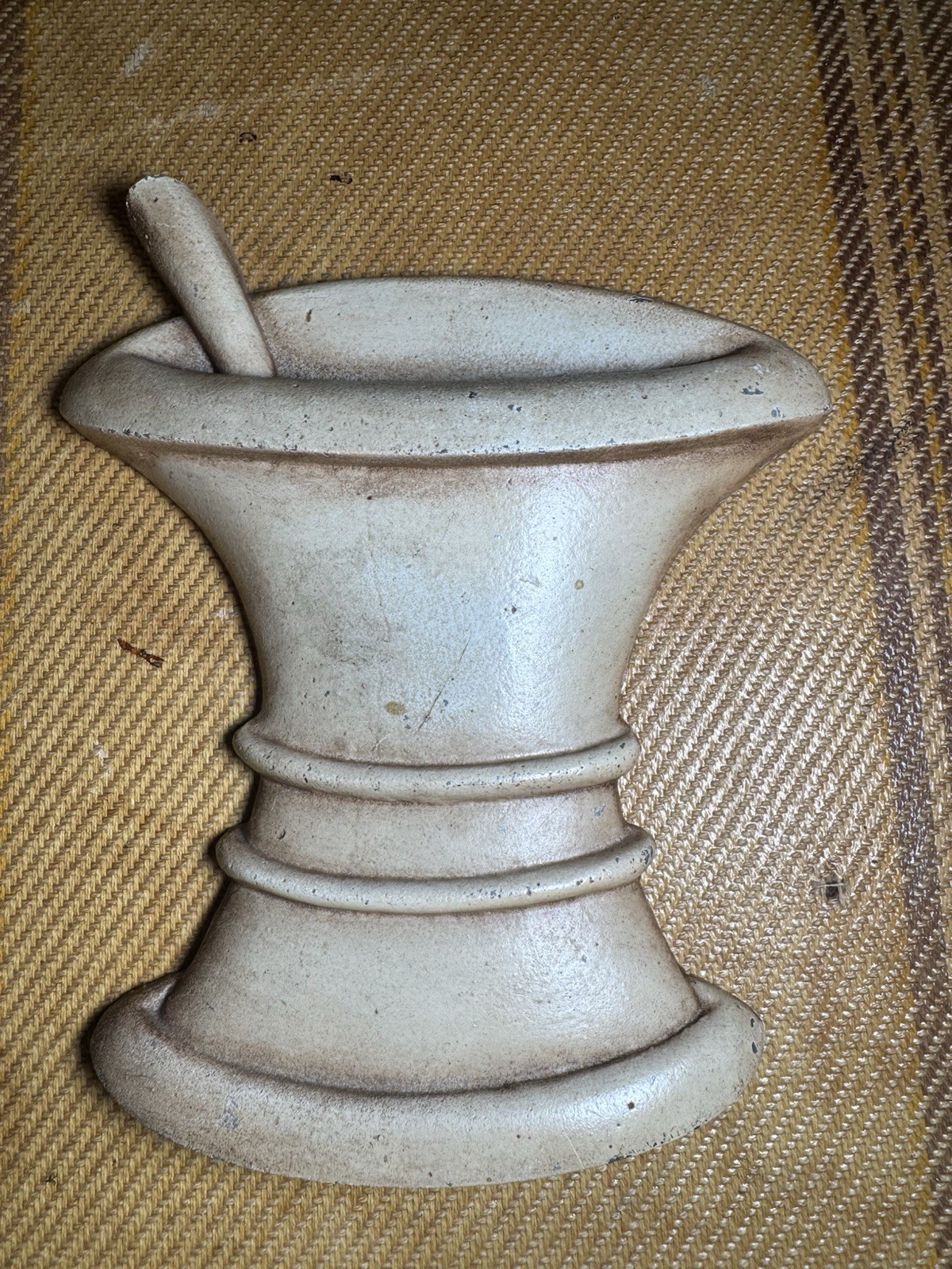 Vintage Sexton Metal Mortar and Pestle Pharmacy Sign Plaque 7″ X 6″