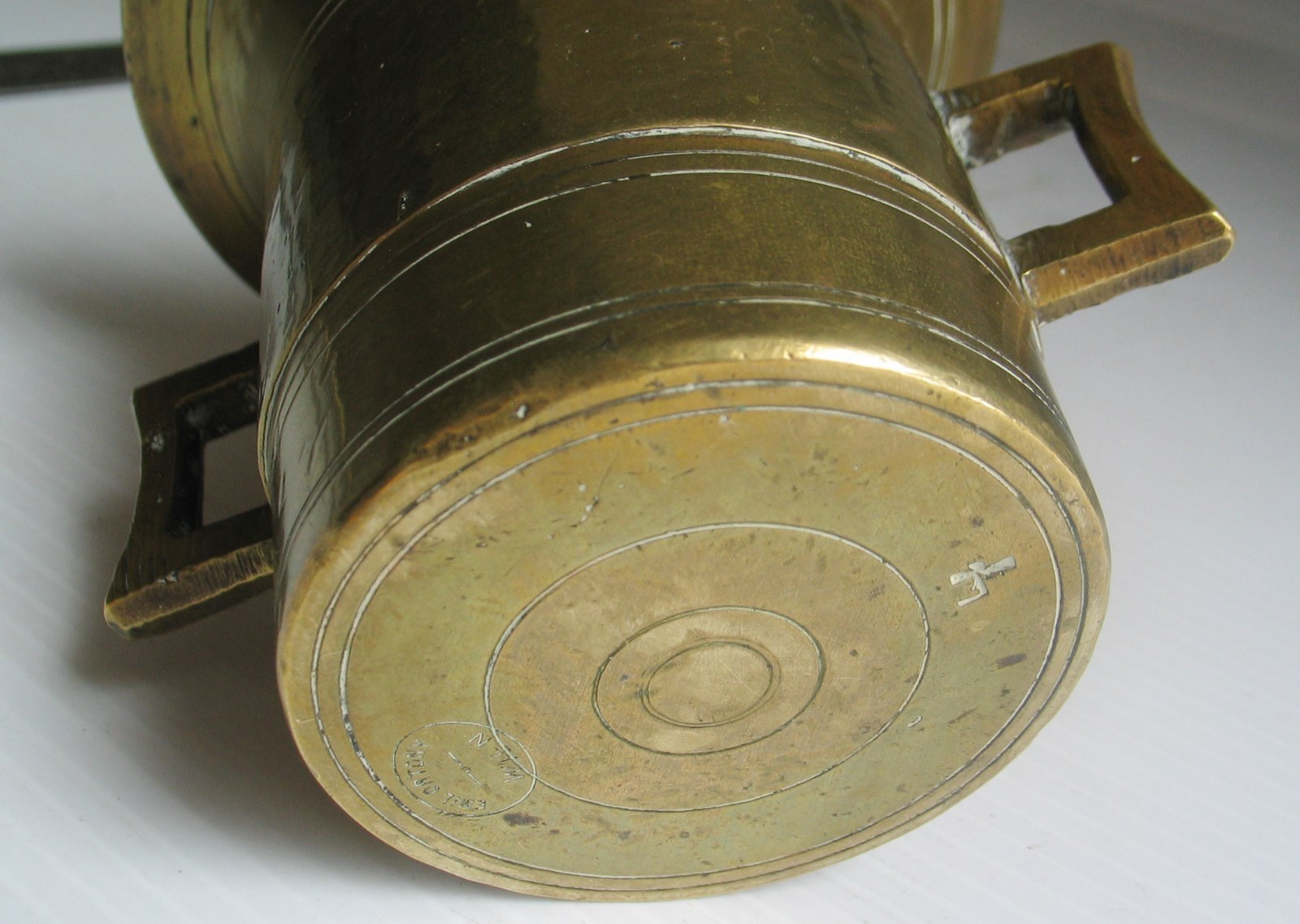 Heavy Vtg Antique Brass Mortar & Pestle Emil Ortony Wien (Vienna, Austria) RARE!