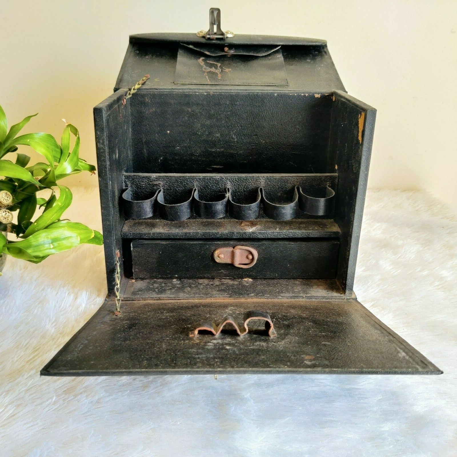 Vintage Partabmull Gobindram Wood Leather Homoeopathic Medicine Case Travel W629