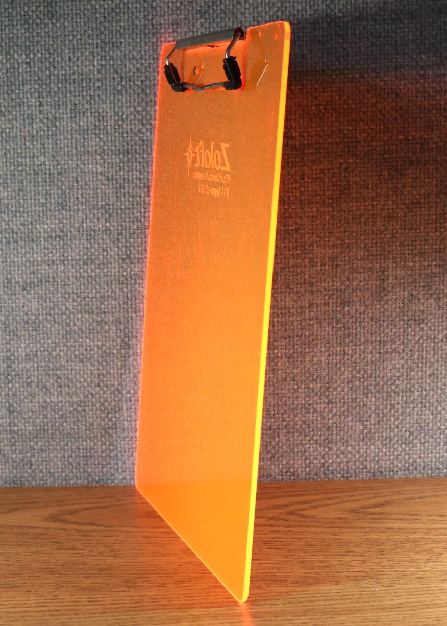 ZOLOFT Pfizer Pharmaceutical Clipboard 1991 FDA Approval Glow Orange Research