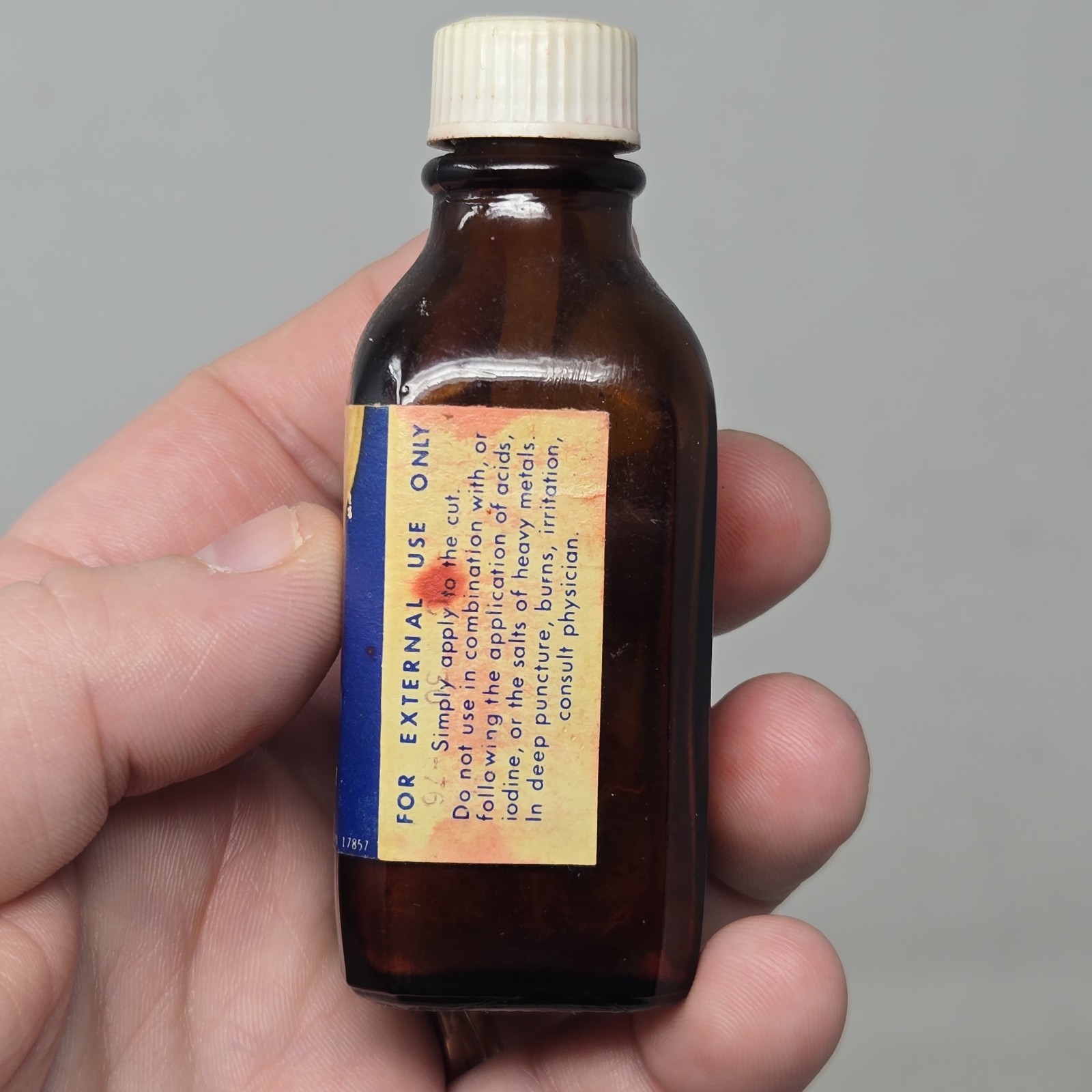 Vtg Tincture Of Merthiolate Apothecary Pharmacy Bottle Rea & Derick