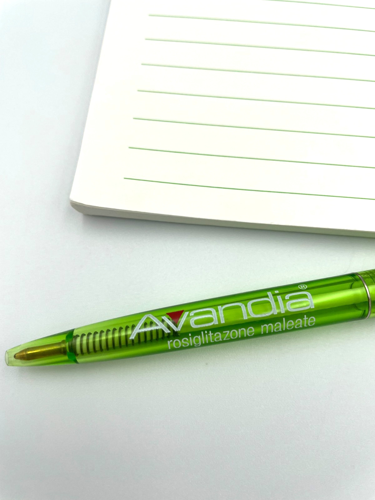 VTG Avandia Green Drug Rep BIC Pen & Post-It Notepad Drug Rep Pharma Bundle
