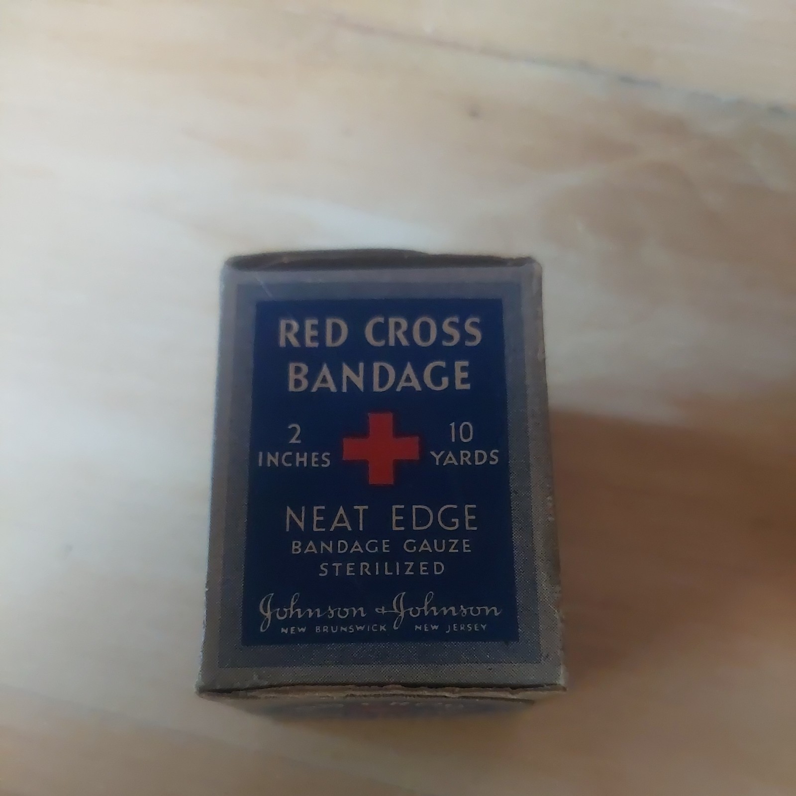 Vtg Red Cross Bandage Medical Original Box Johnson + Johnson Antique