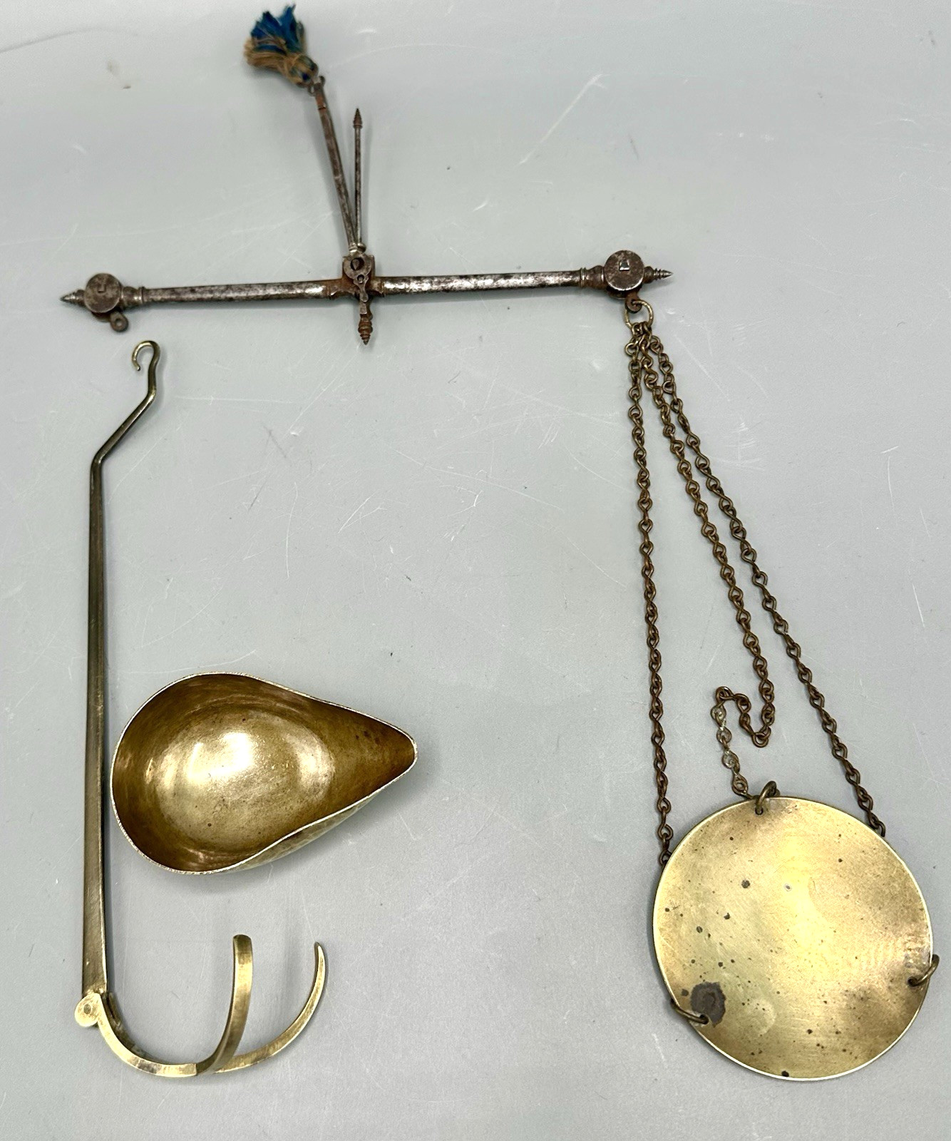 Early 19th Century Apothecary Spice Gem Balance Scales Handheld Brass & Steel
