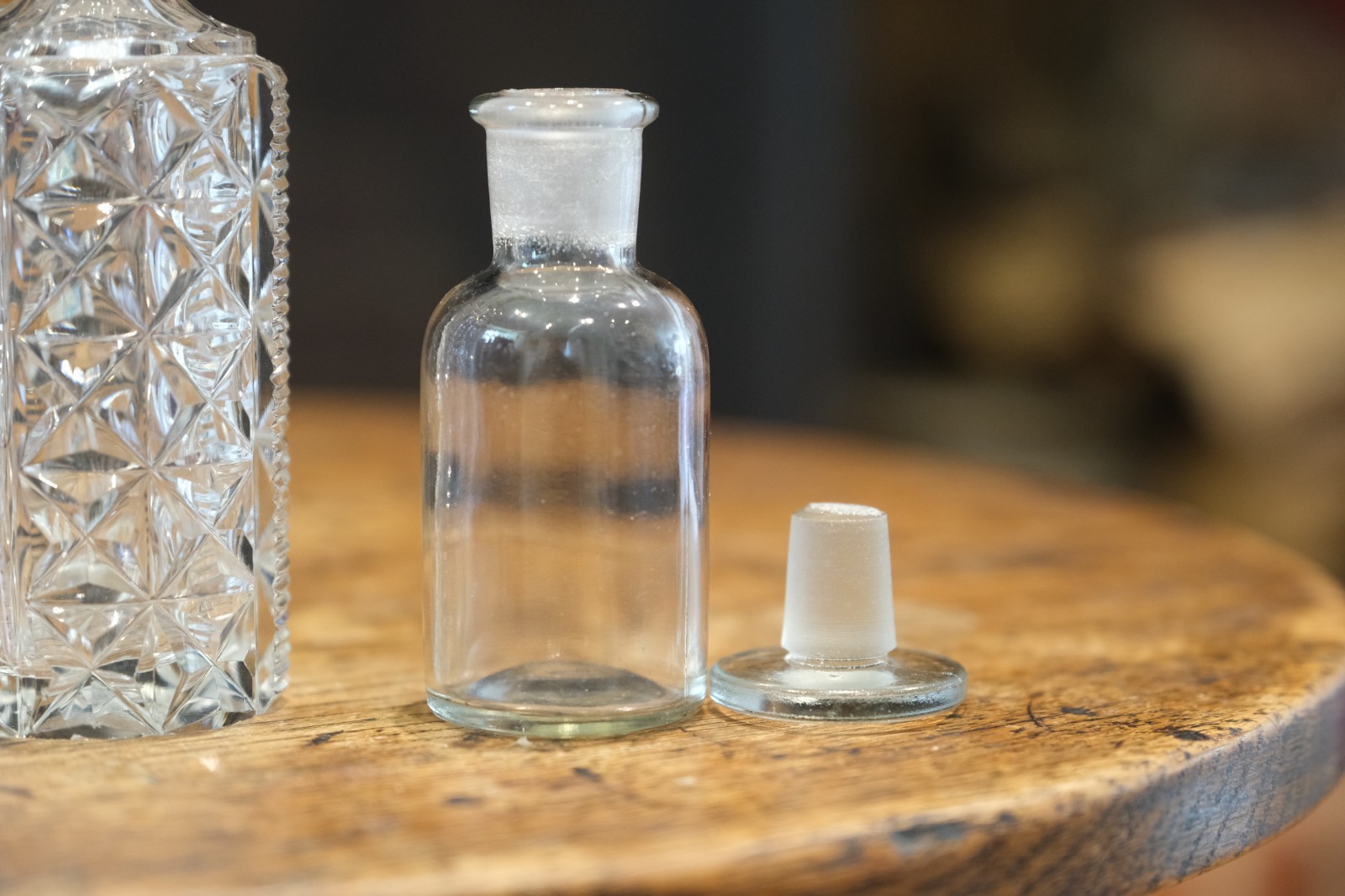 Vintage Cut Glass Scent Bottles & Apothecary Jar Group of 3