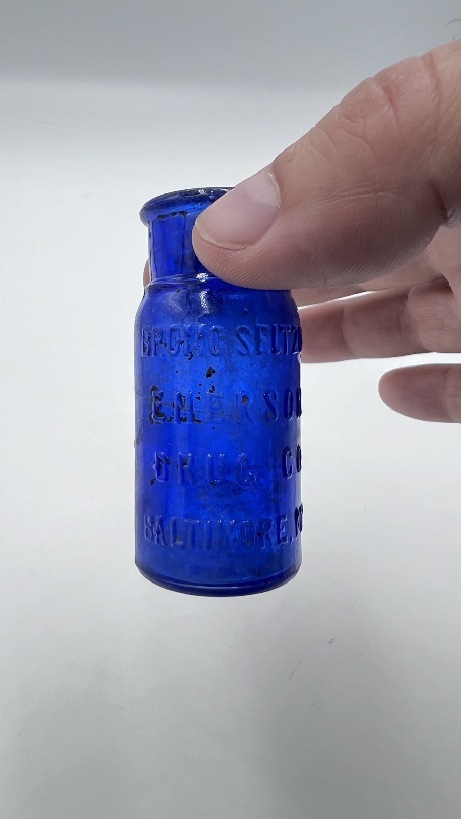 Vintage Cobalt Blue Glass Bottles LOT Of (4) Art BROMO Seltzer Emerson BALTIMORE
