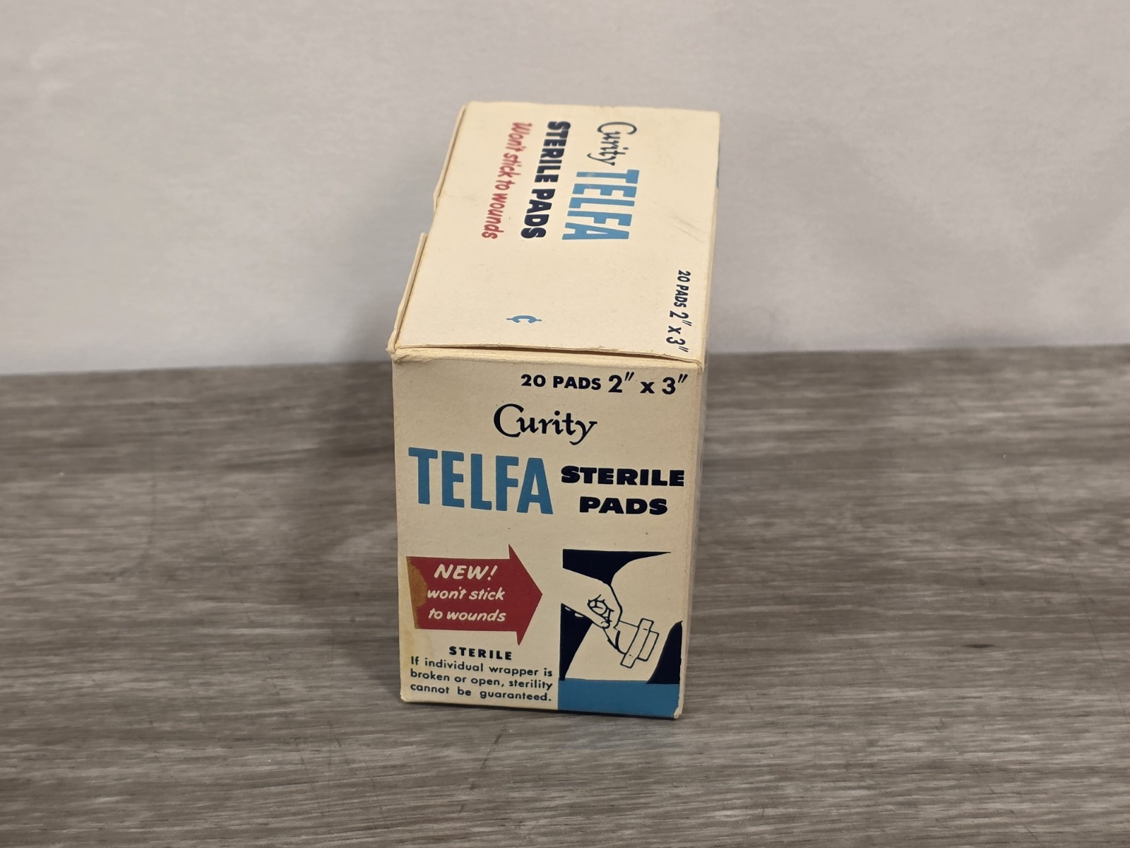 Sterile Pads Advertising Box Kendall Curity Telfa Original Content Vintage 1970s
