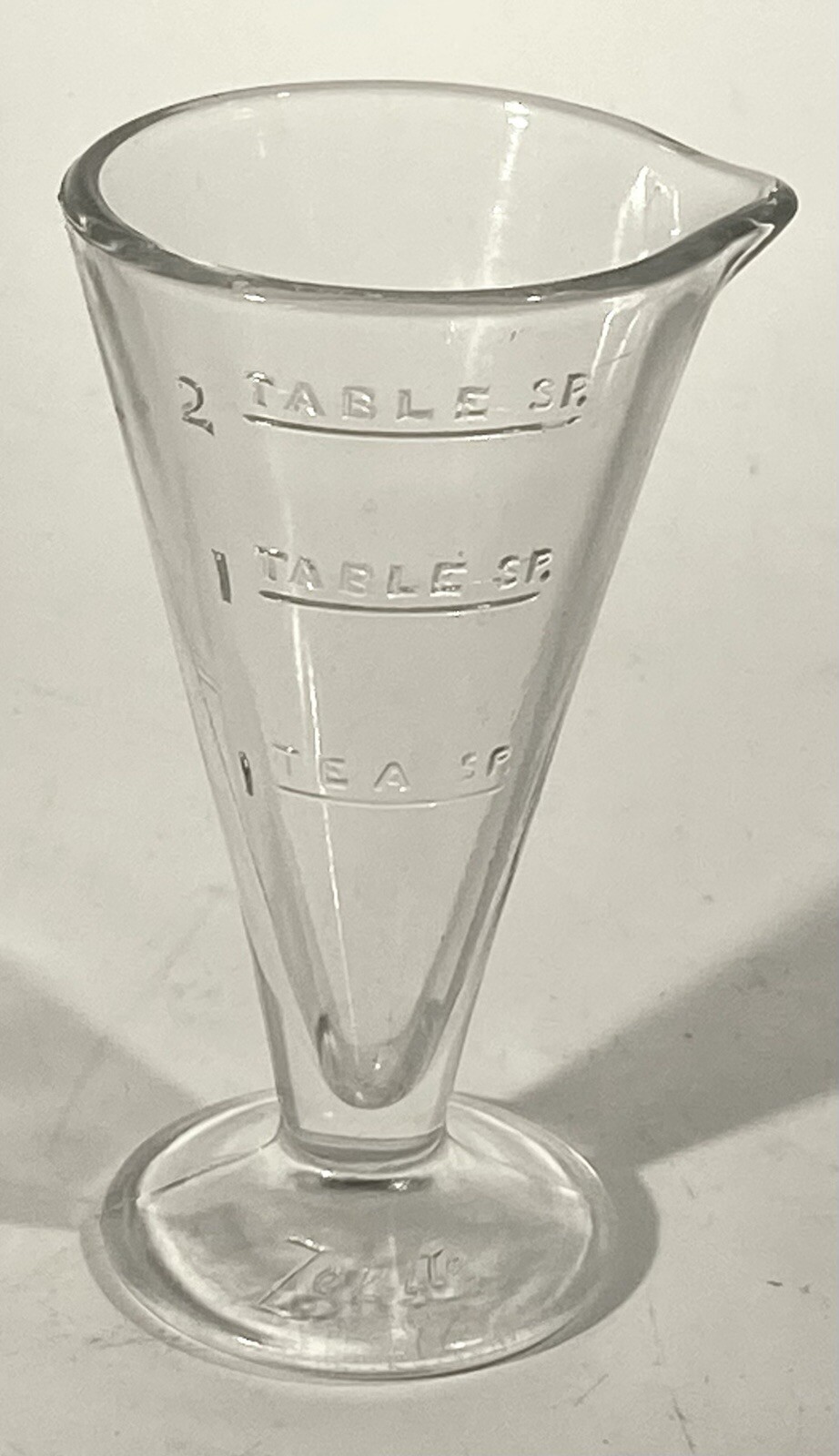 Zonite 2 Tablespoon Glass Apothecary Measuring Cup/Beaker w/ Spout & Base