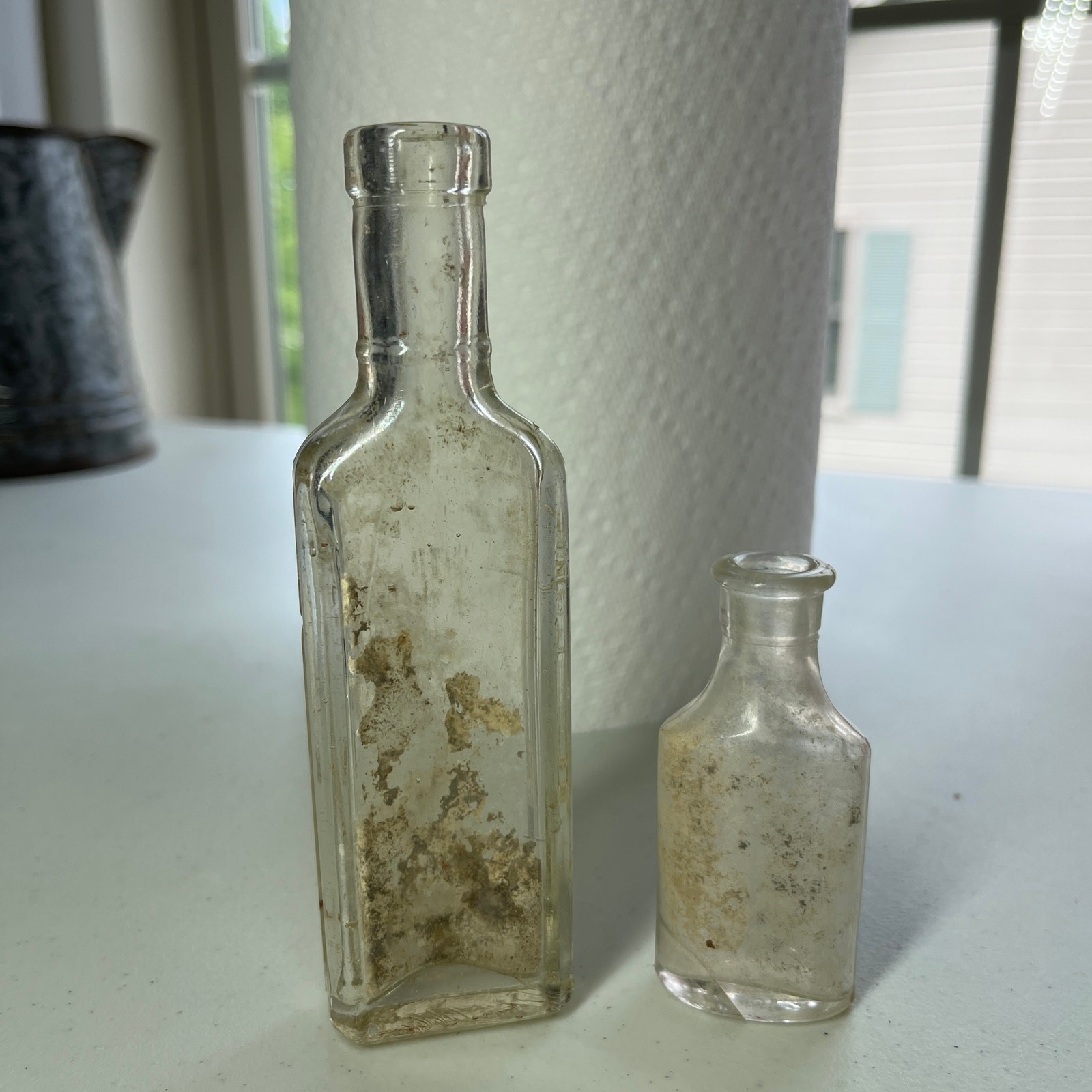 Antique Apothecary Medicine Bottles Lot of 2 Clear