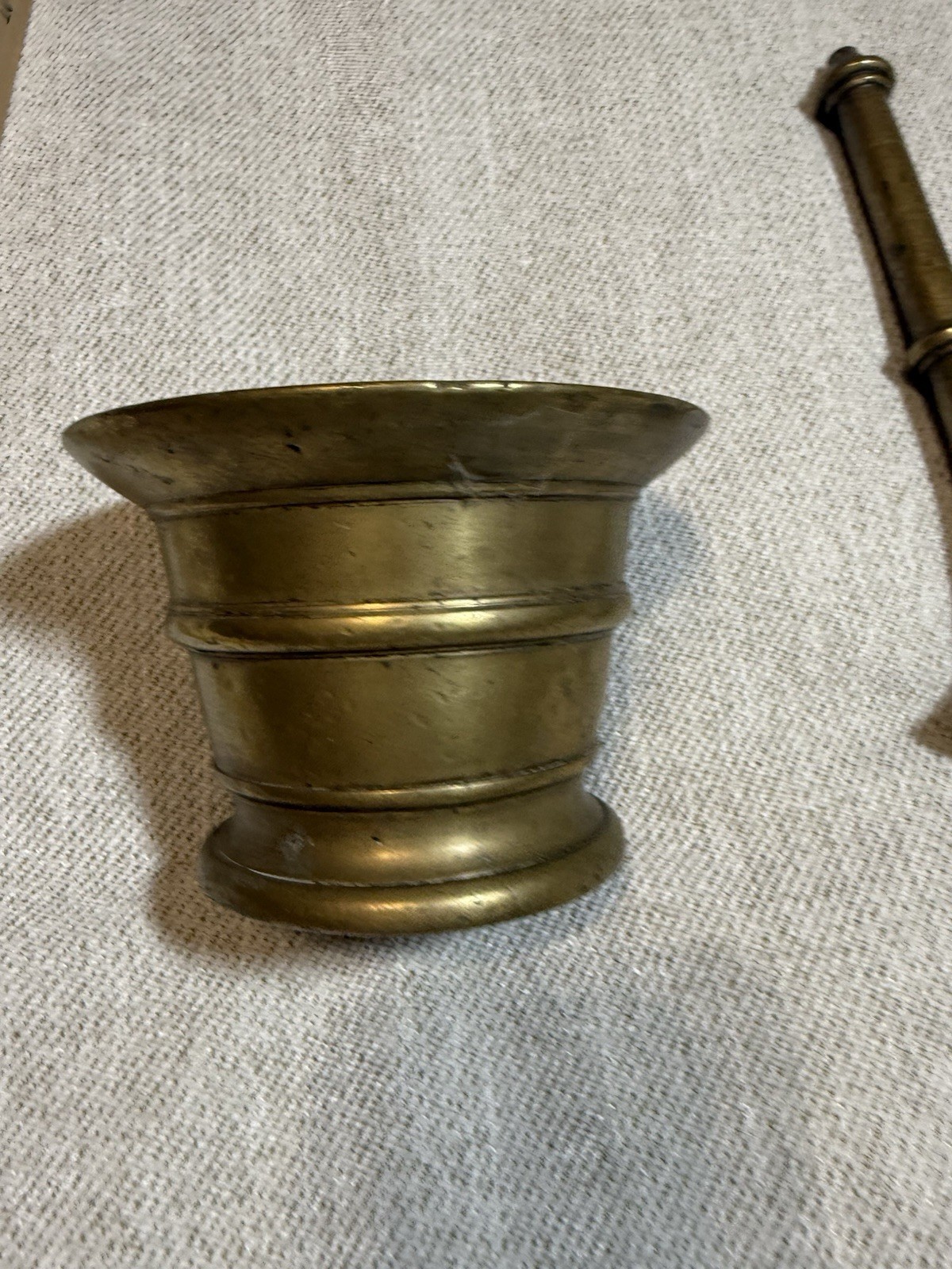 Heavy Solid Brass Mortar Pestle Apothecary Pharmacist Druggist