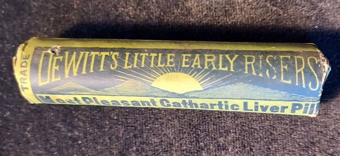 New Old Stock Advertising Medicine Bottle DeWitt”s Little Early Risers De Witt