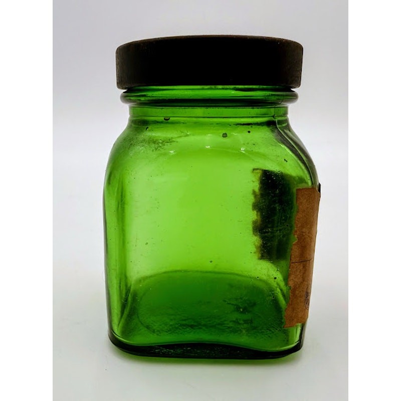 Vintage Goose Creek Pharmacy Green Glass Bottle With Original Label